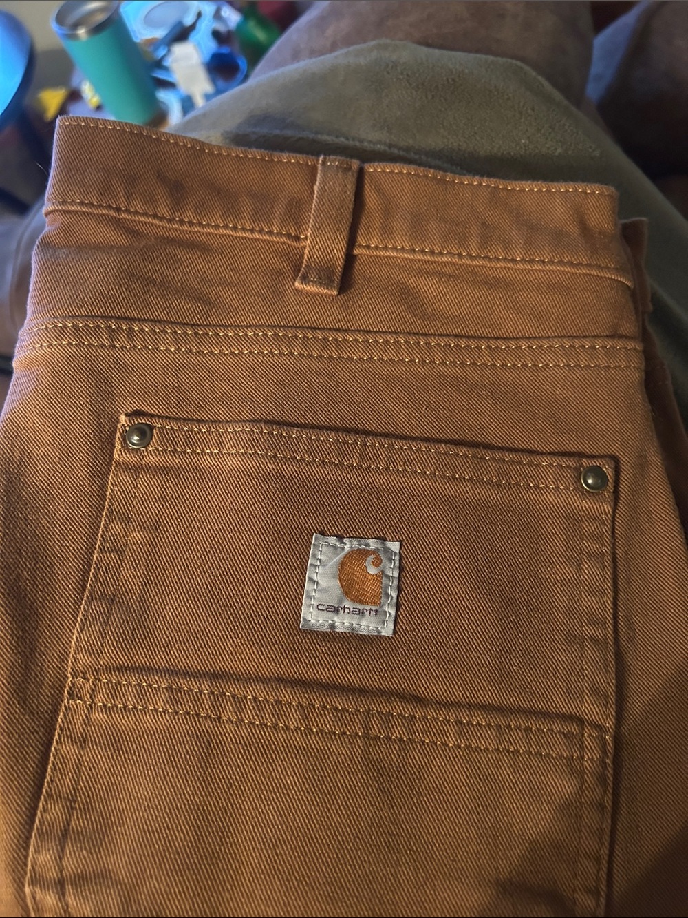 Carhartt Brown Relaxed Women’s Jeans with Logo Patch